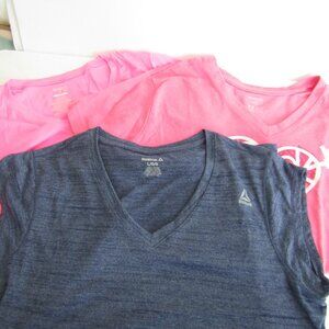 Lot of  3 Womens  Workoug shirts,  size L,  Reebok & Danskin